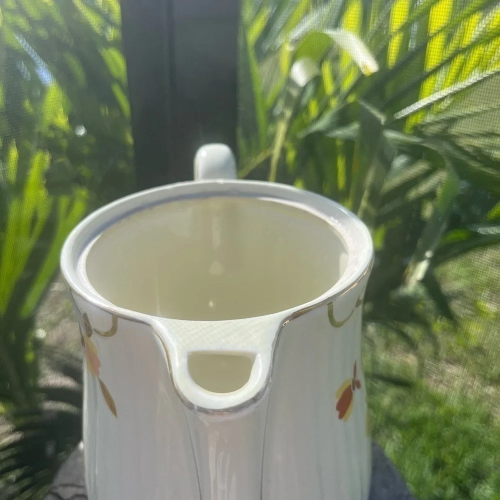 Porcelain Autumn Leaf Pitcher, Hall Superior Quality Kitchenware, Mary Dunbar